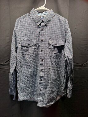 EUC Panhandle Select Blue Plaid Button-Down Sz L (17ar)